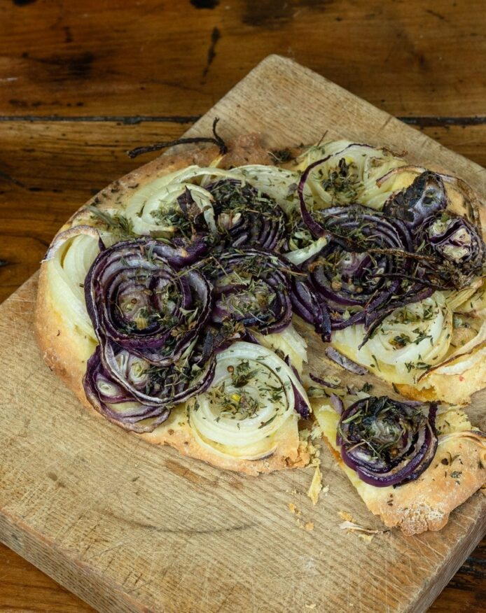 Tarte rustique aux oignons - Pâte à tarte au saindoux de porc noir de Bigorre HERBAE