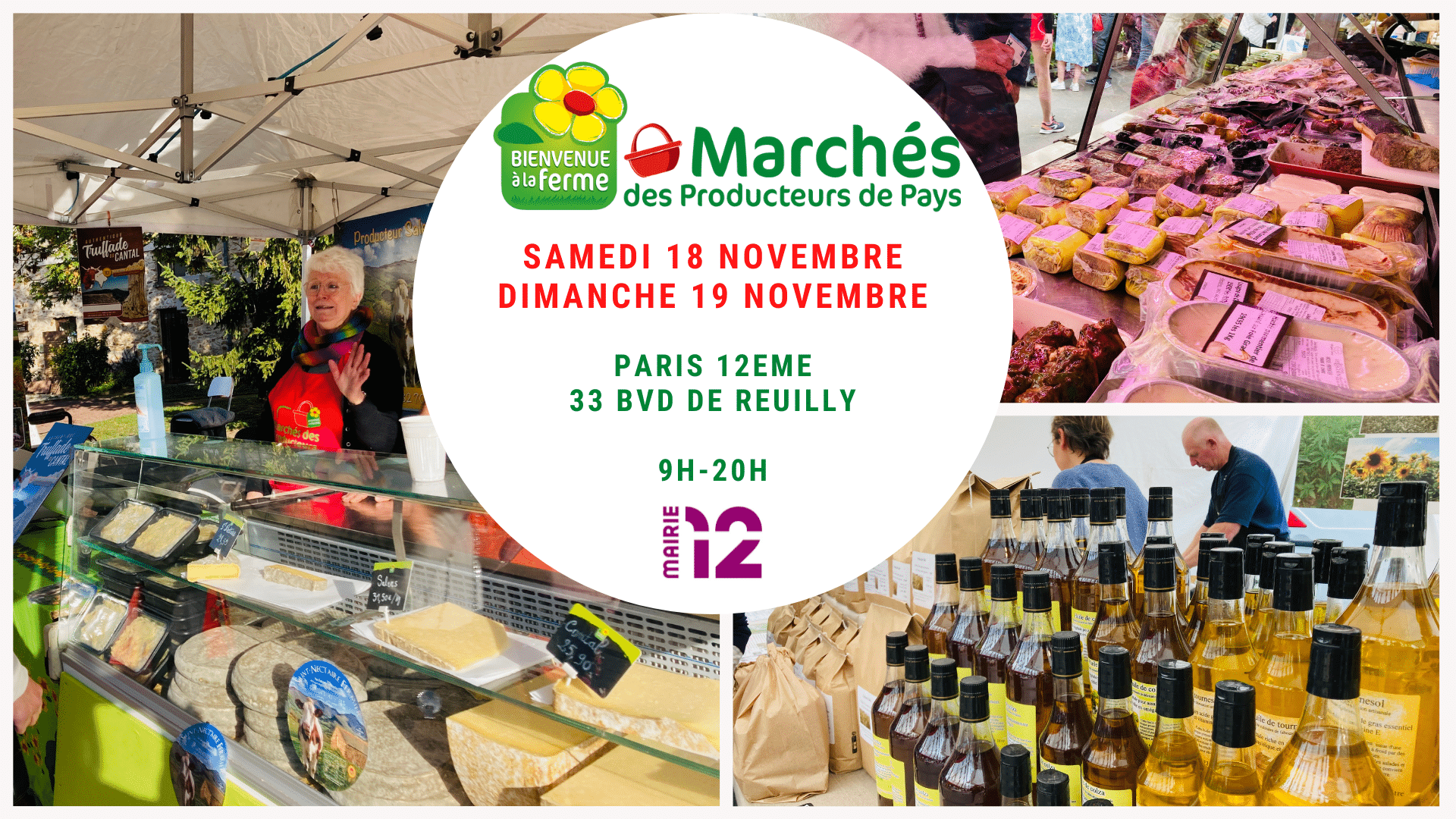 Affiche marché producteurs pays Reuilly Novembre 2023 Bienvenue à la ferme