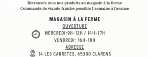 Horaires magasin Herbae Porc noir de Bigorre AOP été 2026